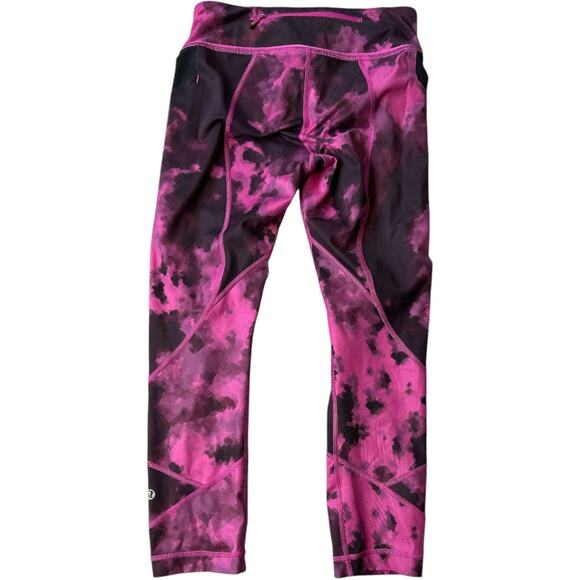 Lululemon Pace Rival Crop Full-On Luxtreme Blooming Pixie Black / Raspberry Sz 4 - Picture 4 of 9